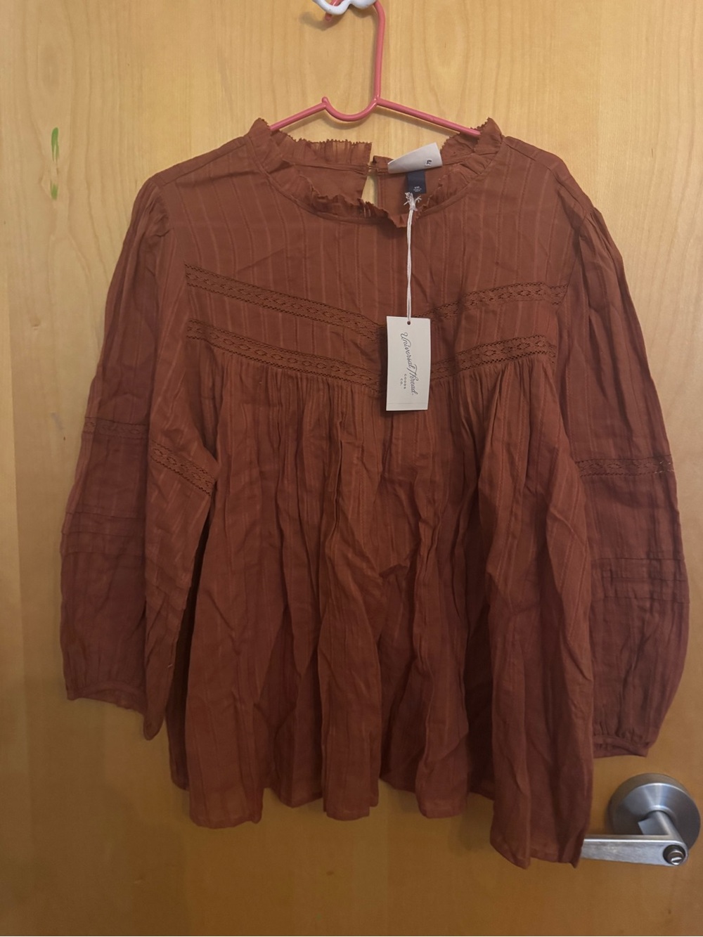 NEW Universal Thread Goods Co. Rust Lace Peplum Blouse XXL NWT Target